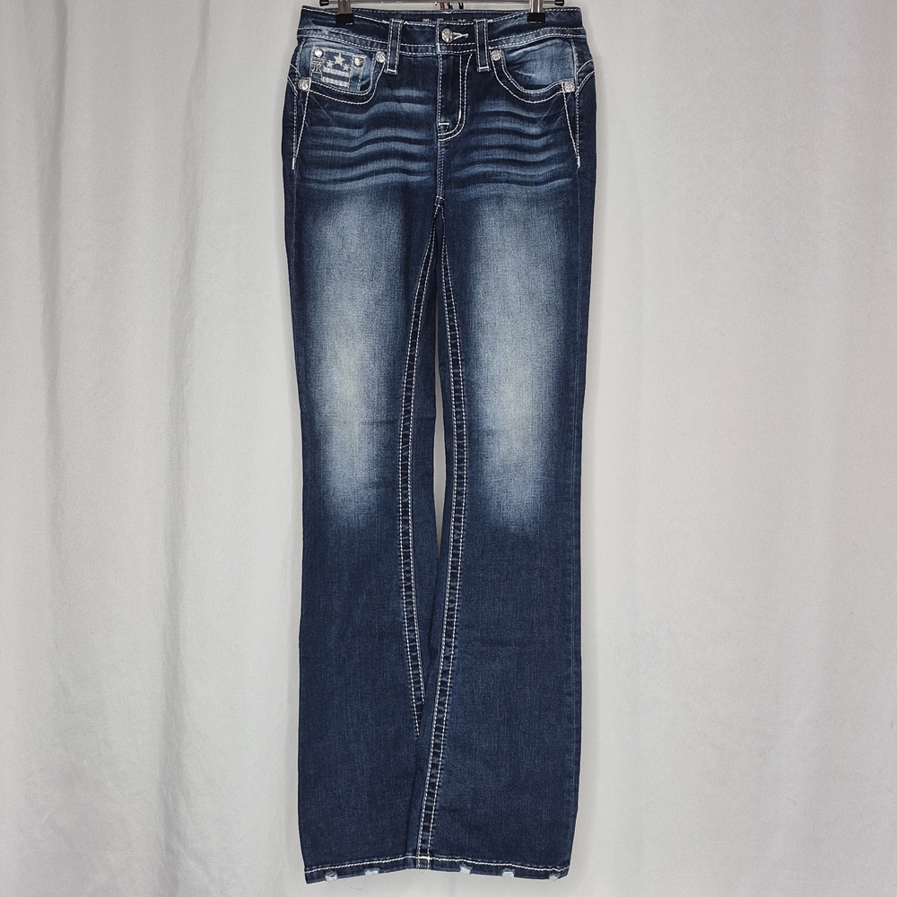 Miss Me Americana Stars & Stripes Mid-Rise Bootcut Jeans - Size 26